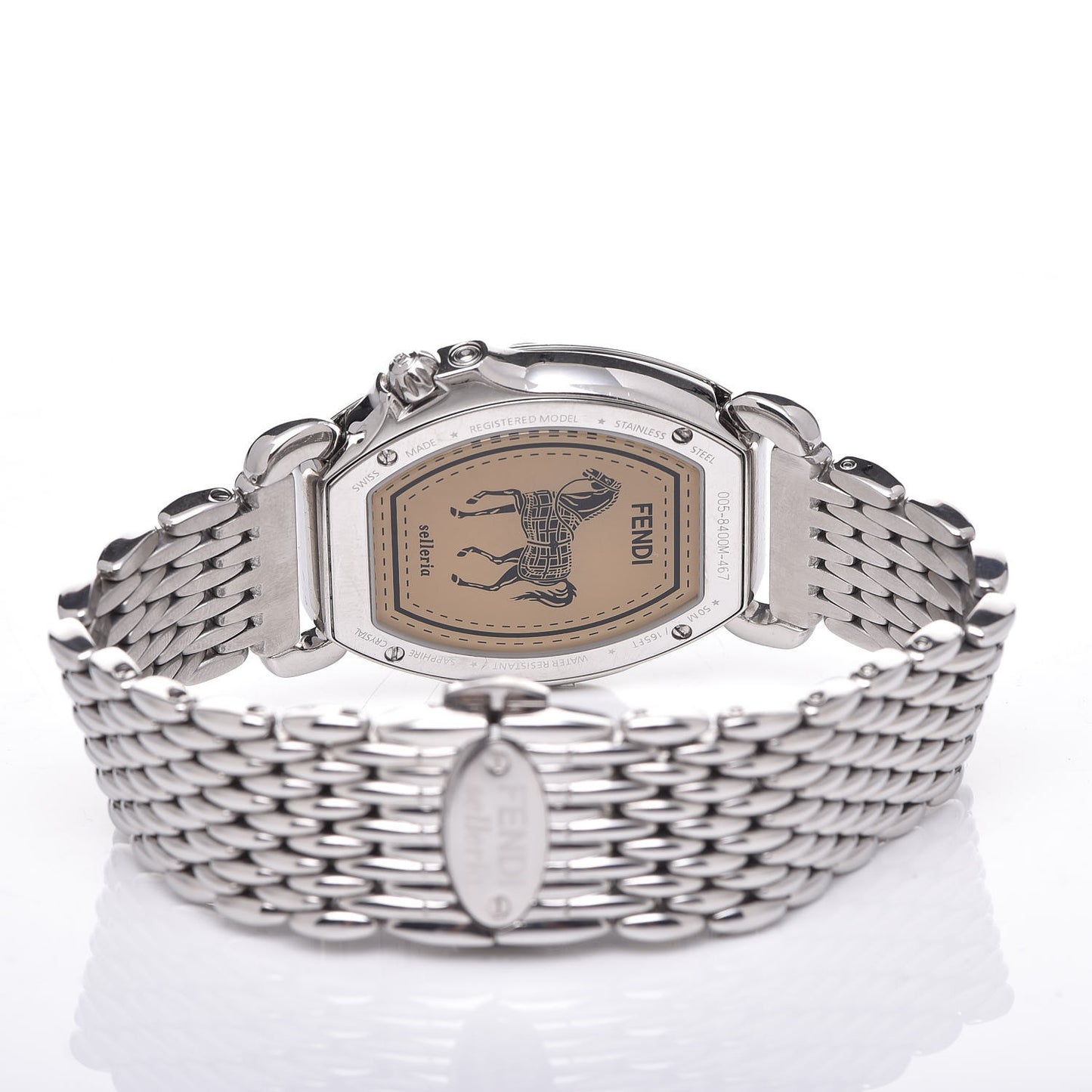 Stainless Steel Diamond Mother of Pearl 34mm Selleria Tonneau Quartz Watch