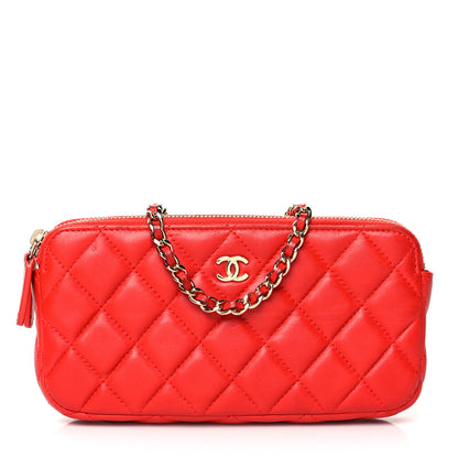 Chanel Lambskin Quilted Small Clutch With Chain Red 1 of 13
