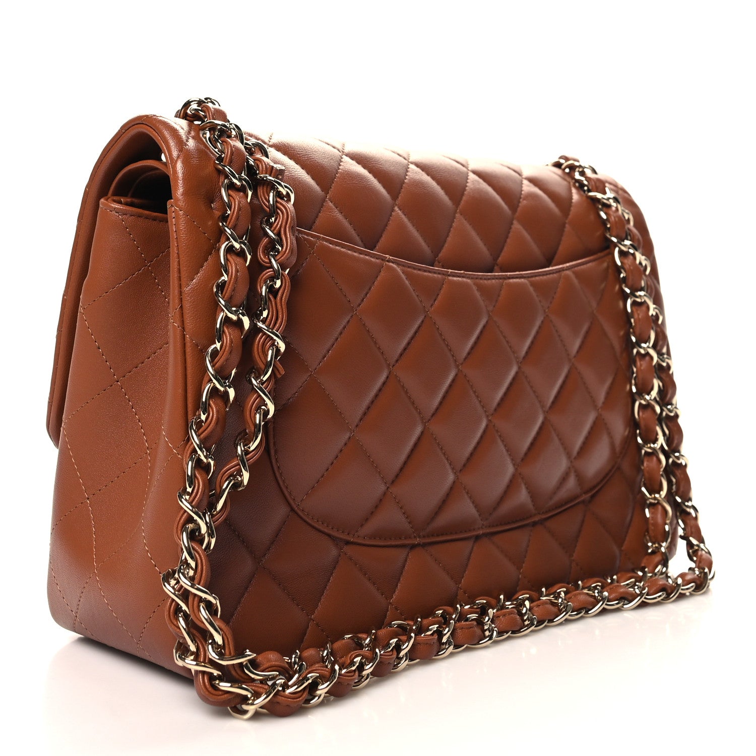 Chanel Lambskin Quilted Jumbo Double Flap Brown 3 of 12