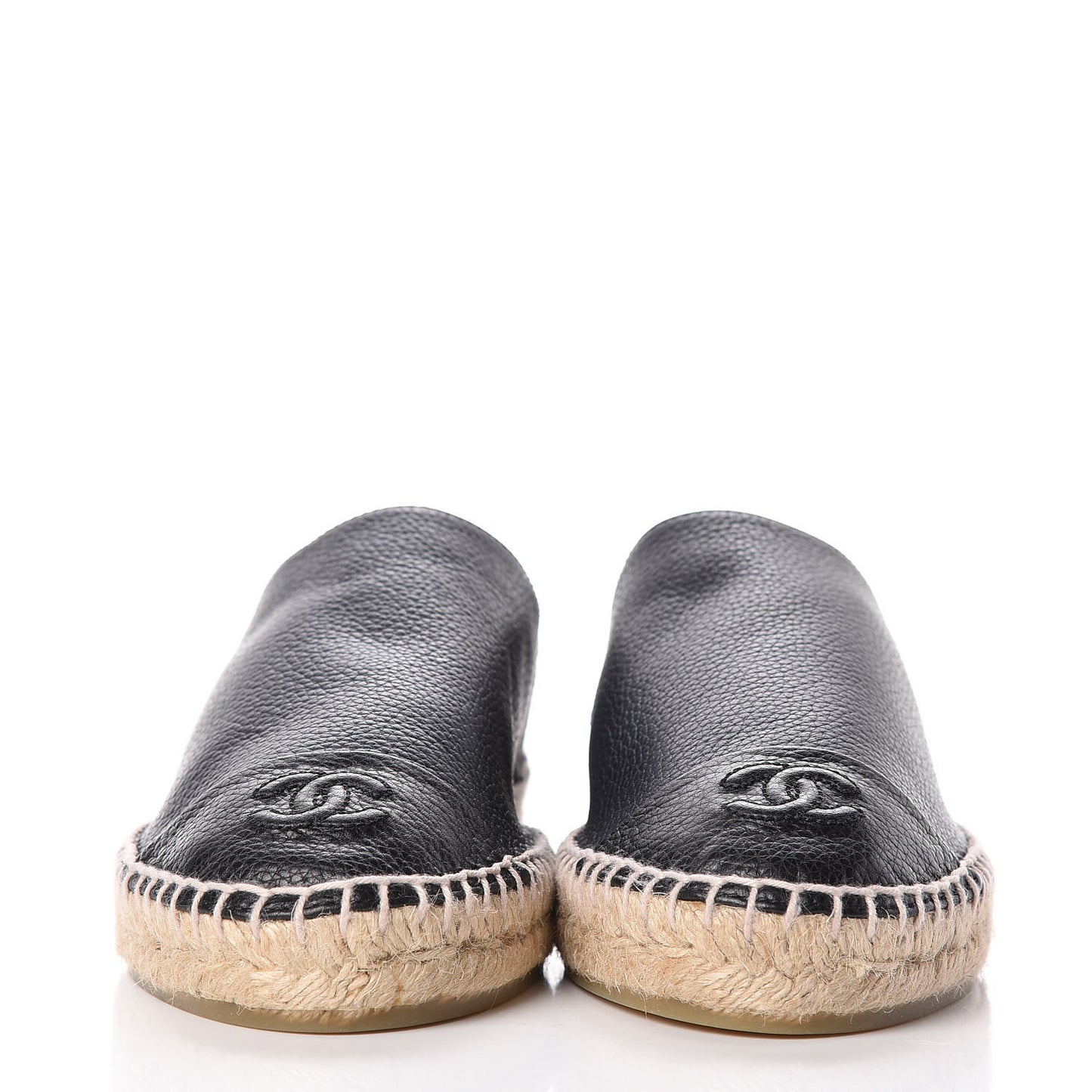 Grained Calfskin CC Espadrilles 39 Black Navy