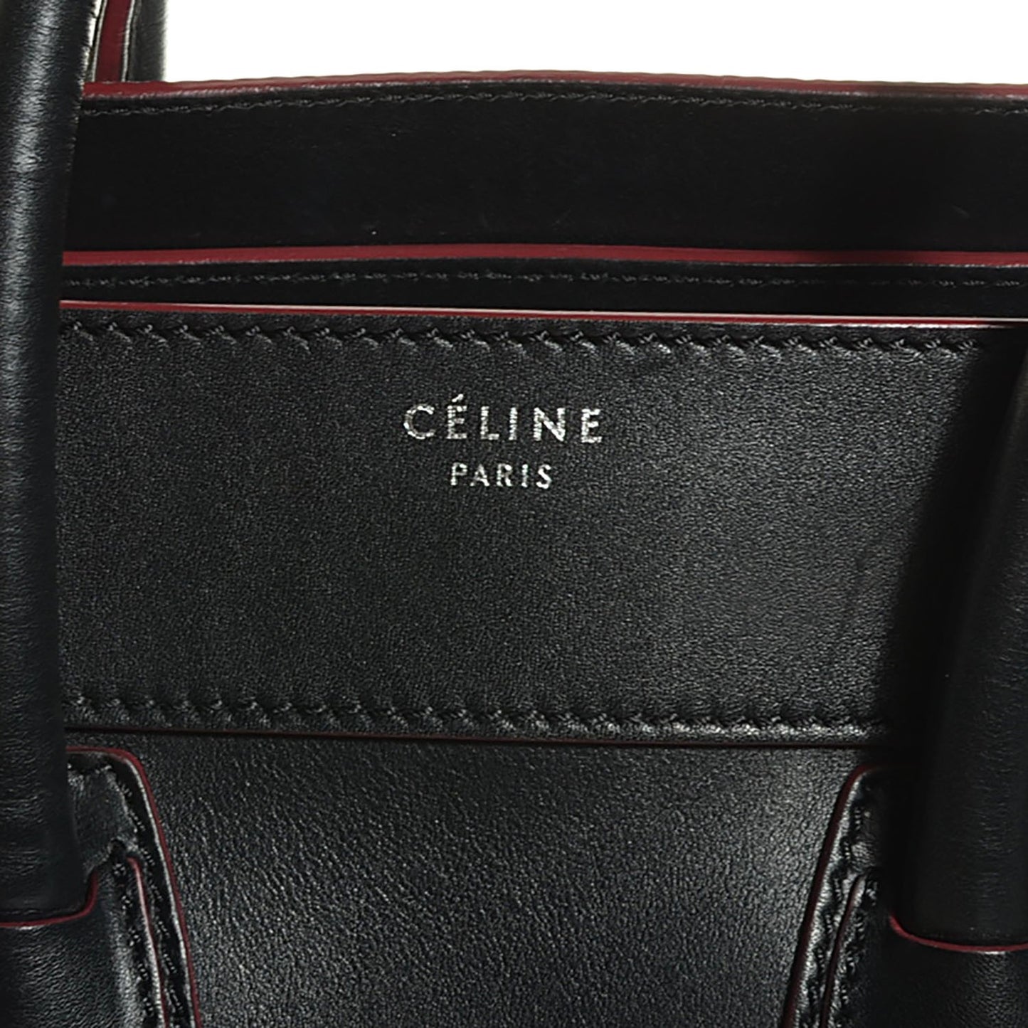 Smooth Calfskin Mini Luggage Black Pink Trim