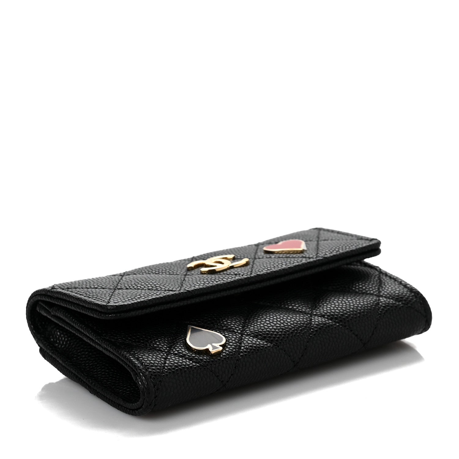 Chanel Caviar Quilted Enamel Coco Casino Flap Card Holder Wallet Black 3 of 7