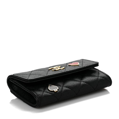 Chanel Caviar Quilted Enamel Coco Casino Flap Card Holder Wallet Black 3 of 7