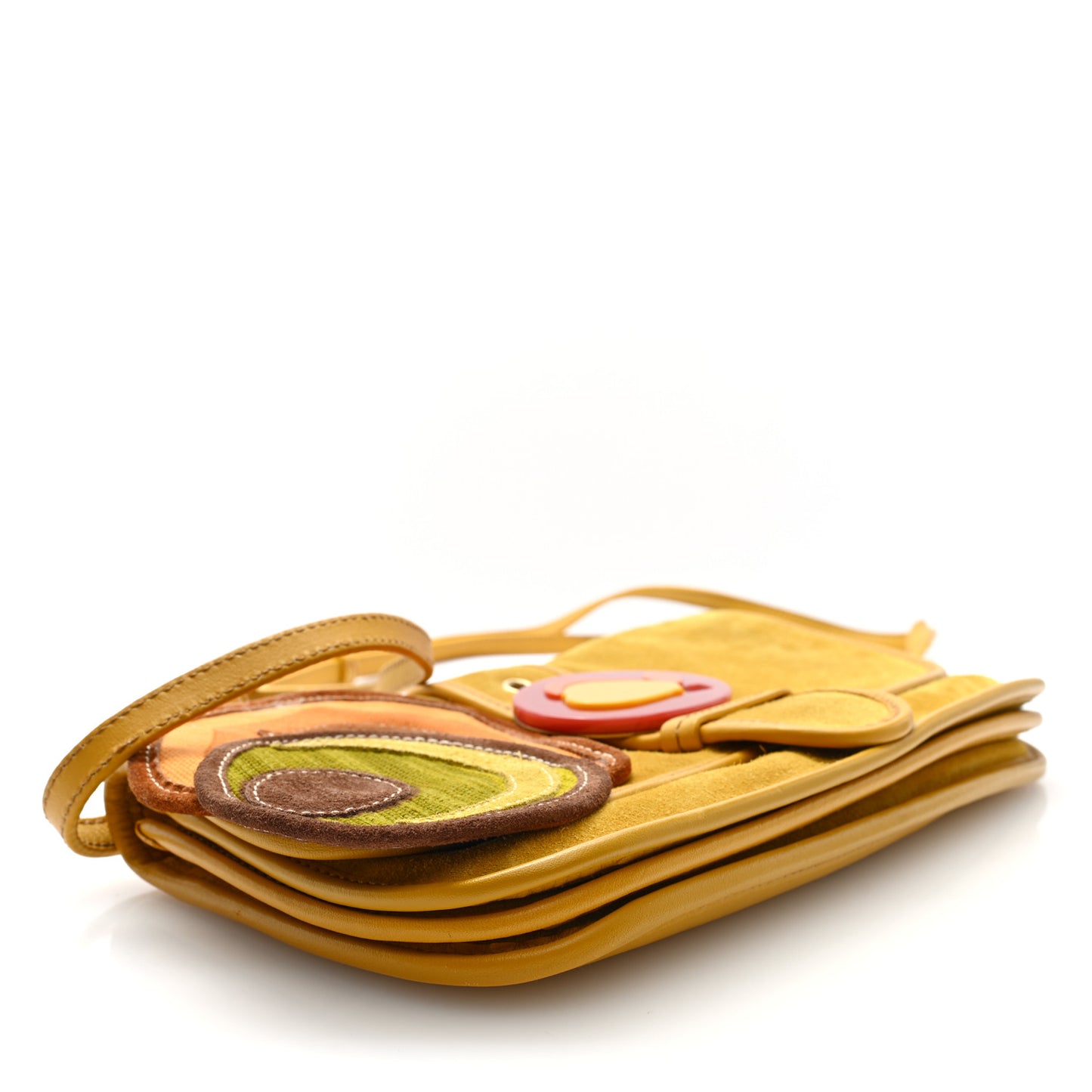 Suede Embroidered Shoulder Bag Yellow