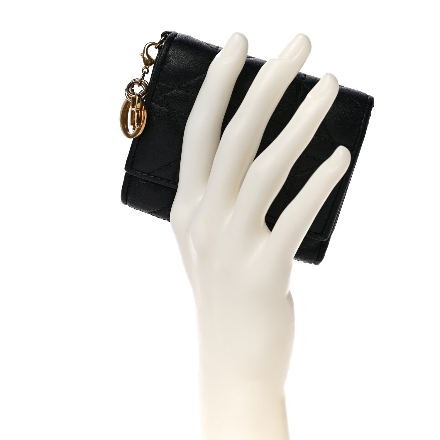 Christian Dior Lambskin Cannage Lady Dior Lotus Wallet Black 2 of 15