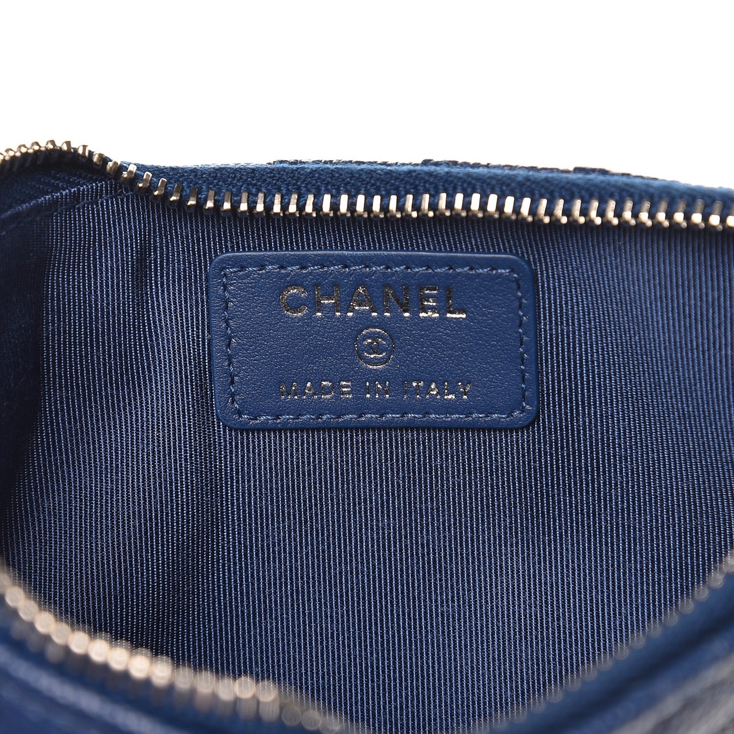 Caviar Quilted Classic Flat Wallet Pouch Blue