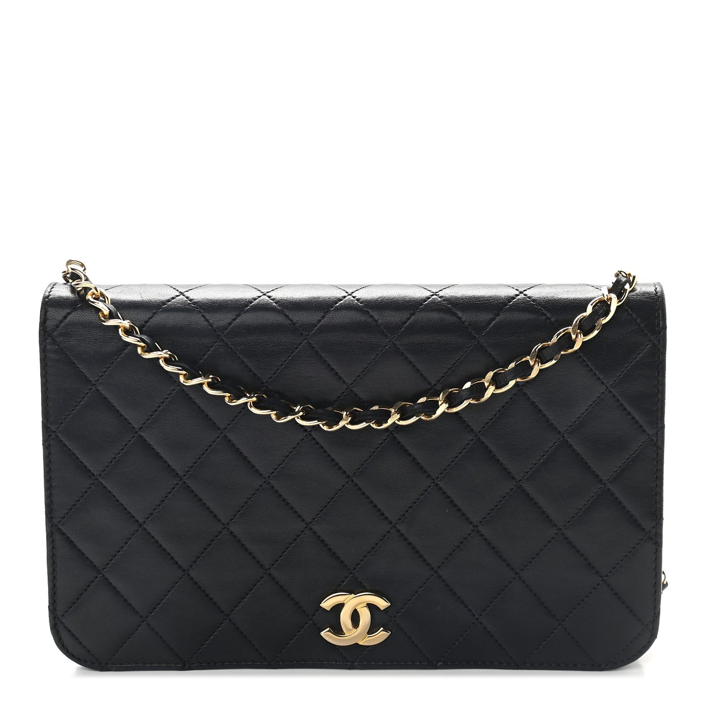 Lambskin Quilted Small Single Flap Bag Navy