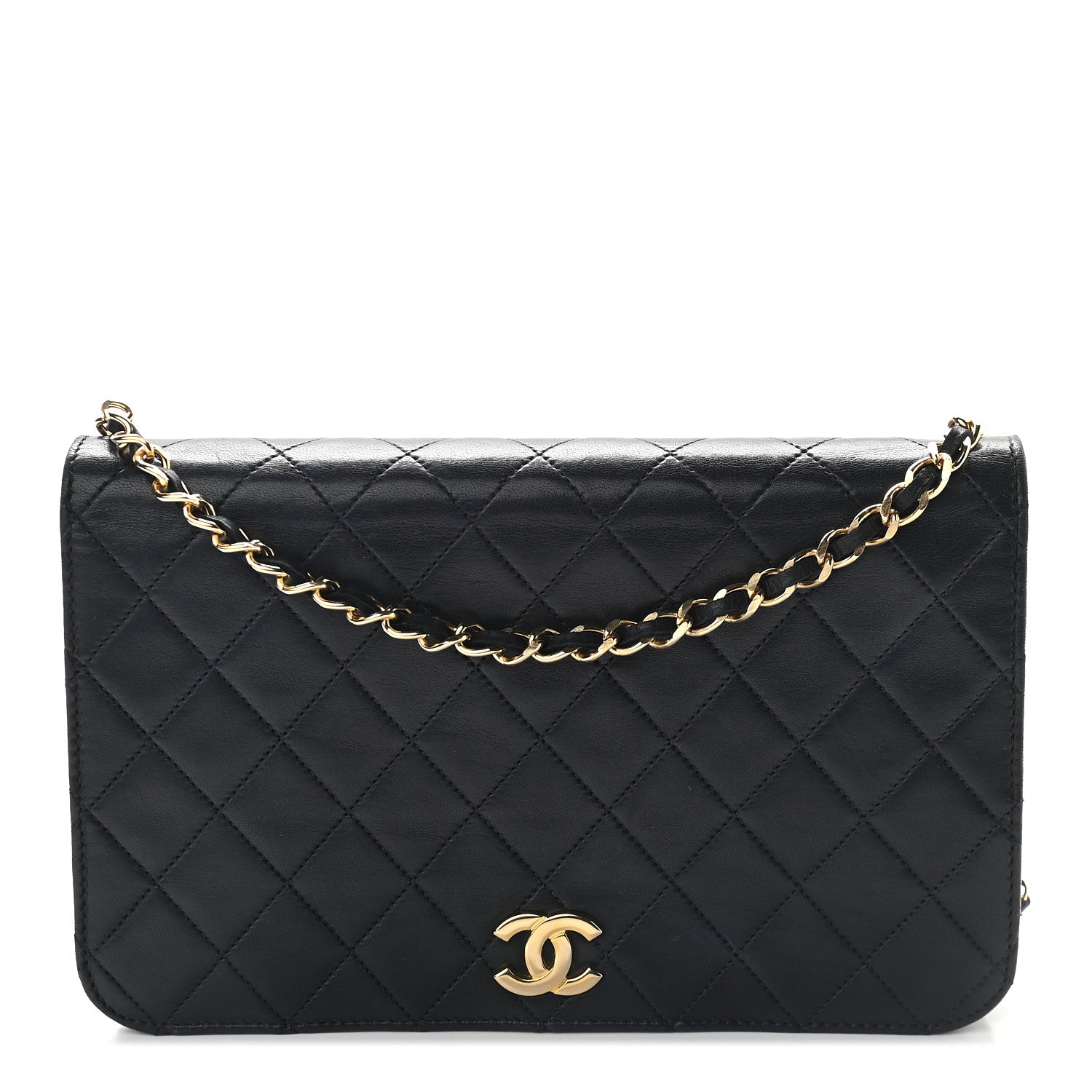 Chanel Lambskin Quilted Small Single Flap Bag Navy 1 of 9