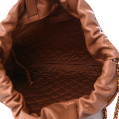 Chanel Shiny Calfskin Quilted Chanel 22 Backpack Camel 5 of 9