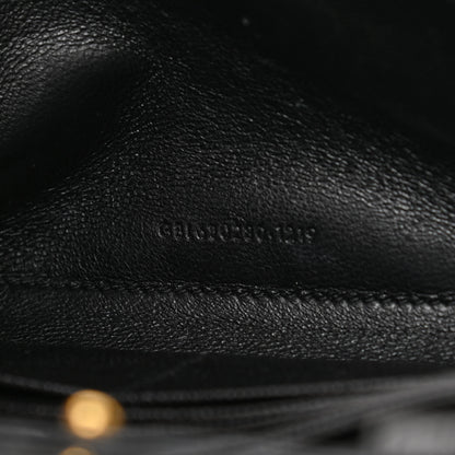Saint Laurent Grain De Poudre Mixed Matelasse Triquilt Monogram Chain Wallet Black 12 of 23