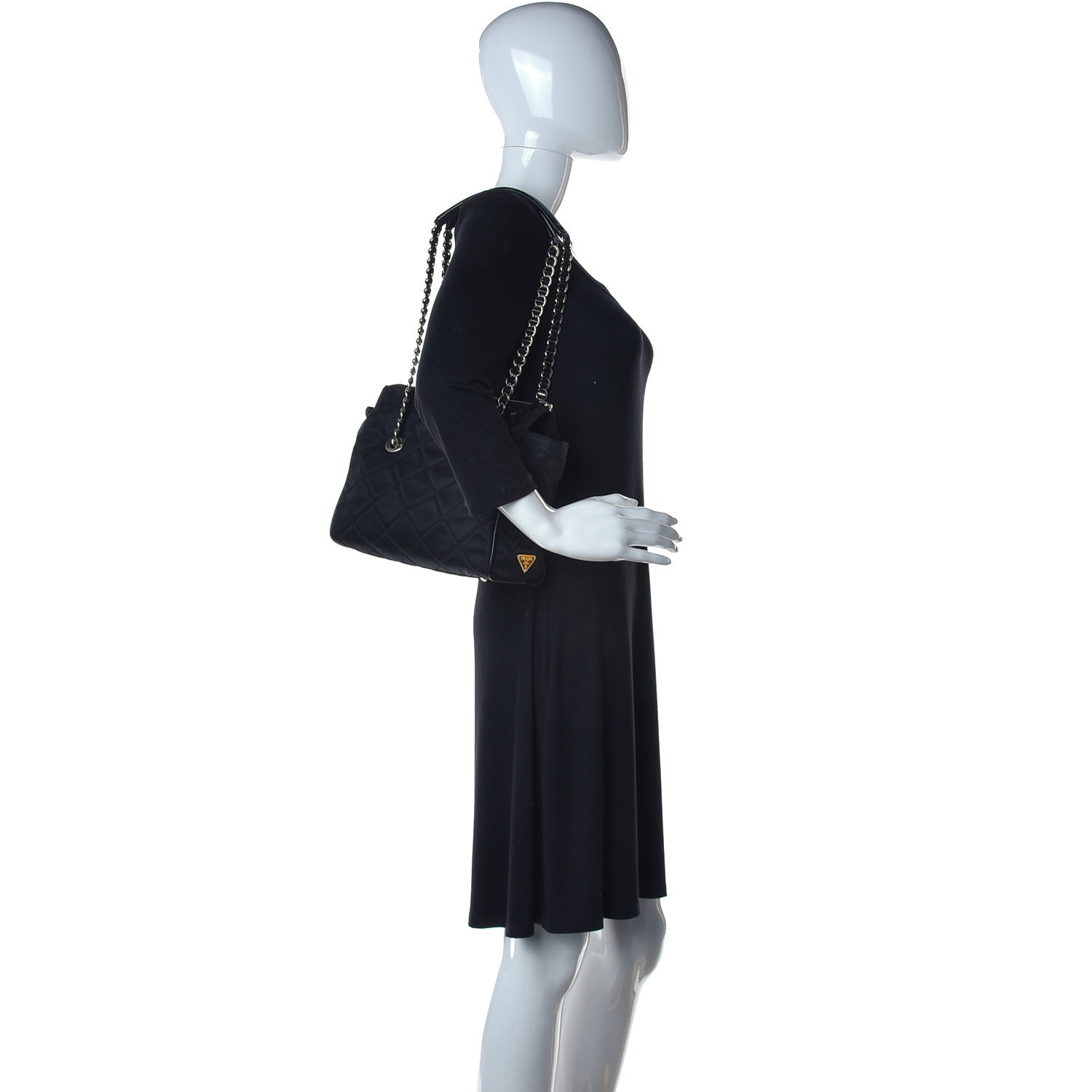 Prada Nylon Tessuto Impuntu Quilted Shoulder Bag Black 2 of 15