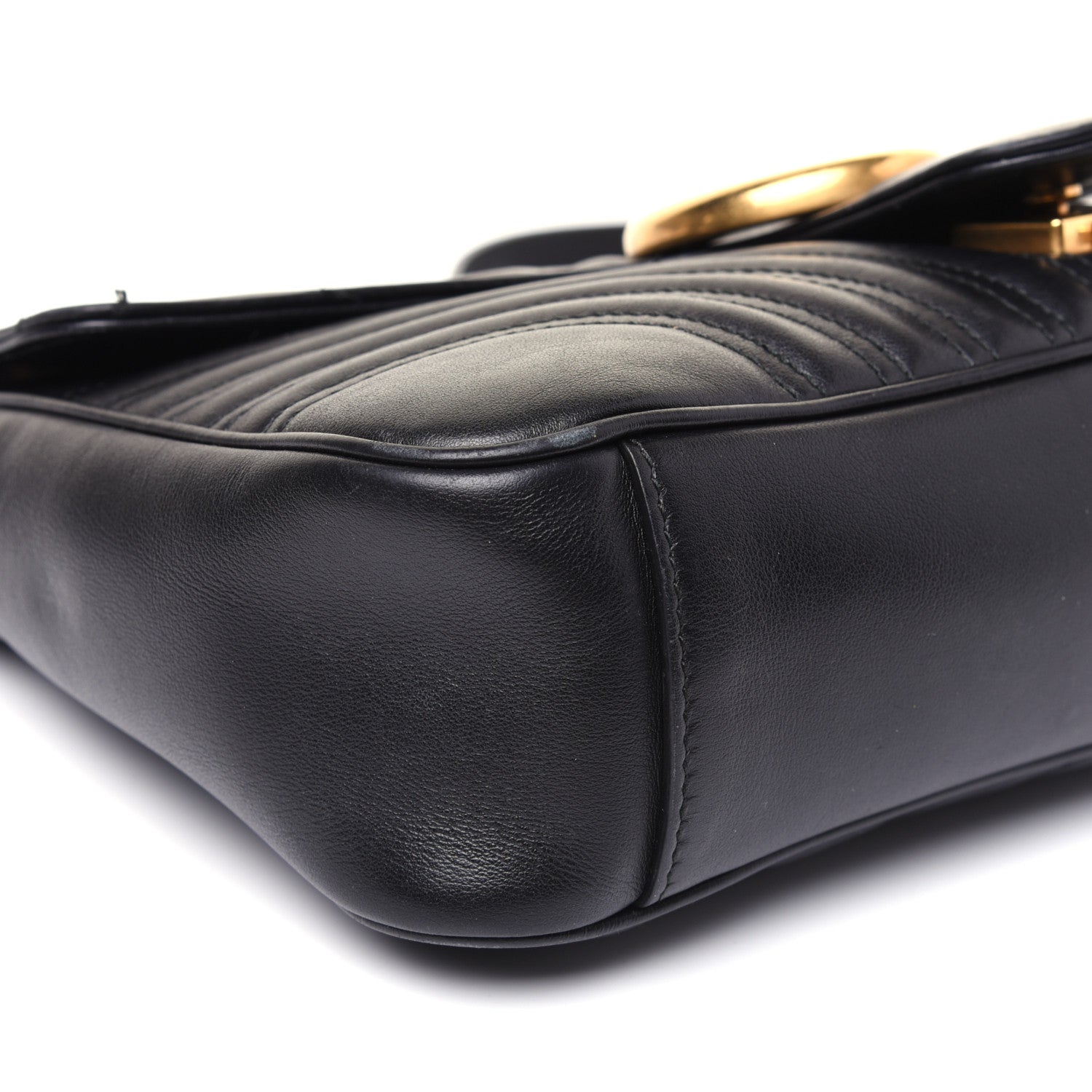 Gucci Calfskin Matelasse Medium GG Marmont Shoulder Bag Black 6 of 18