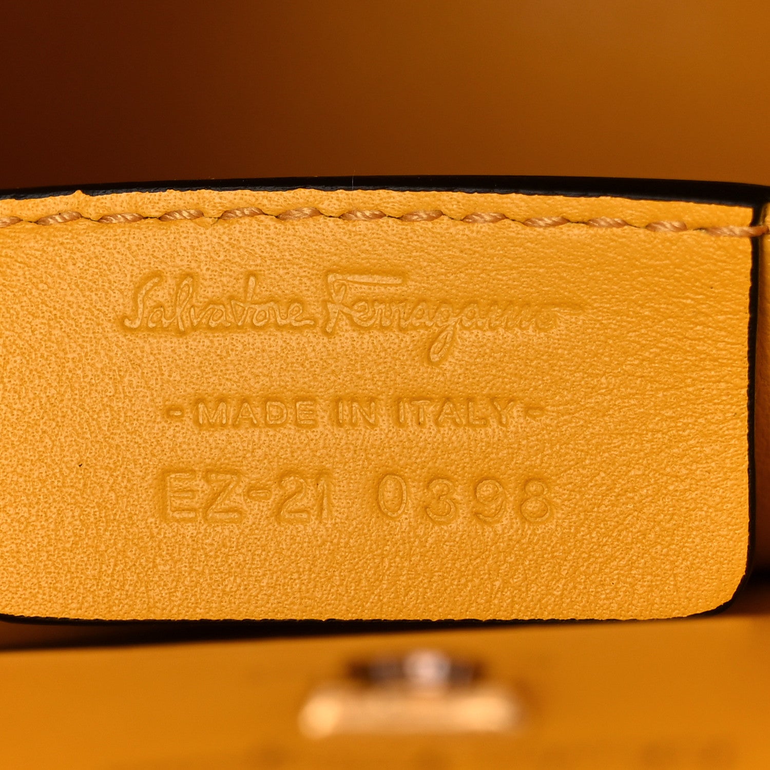 Salvatore Ferragamo Hammered Calfskin Medium The Studio Box Bag Yellow 7 of 10