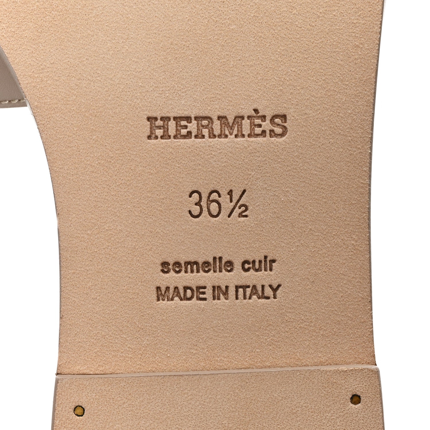 Hermes Box Calfskin Oran Sandals 36.5 Beige Mastics 7 of 10