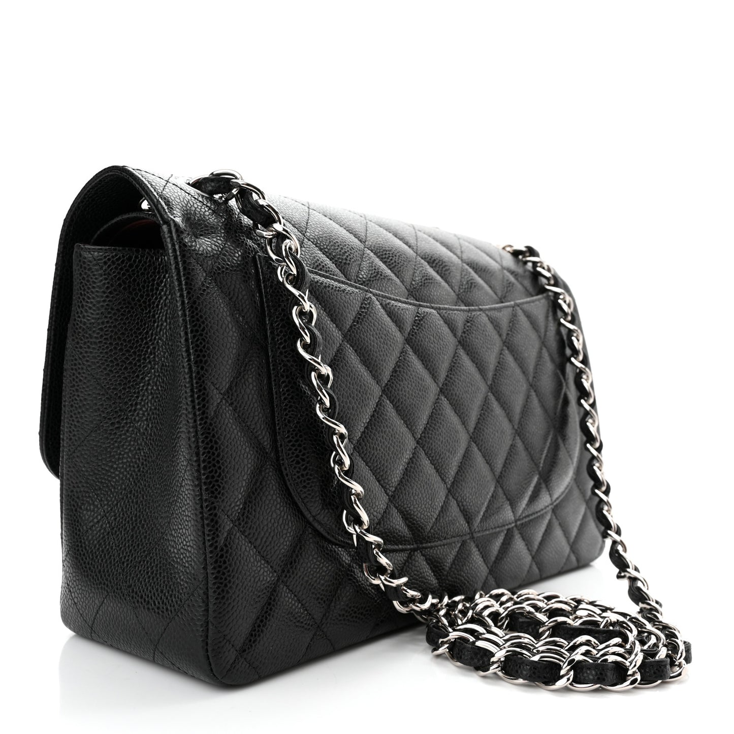 Caviar Quilted Jumbo Double Flap Black