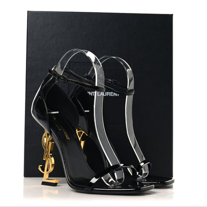 Saint Laurent Patent Calfskin Opyum 110 Sandals 37.5 Black Gold 9 of 9