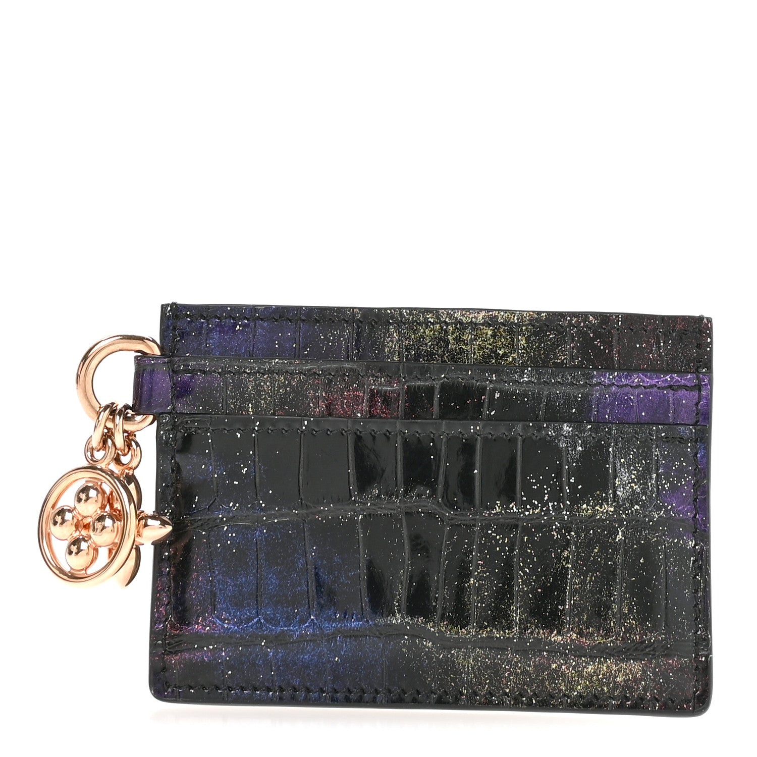 Louis Vuitton Alligator Double Card Holder Black 1 of 7