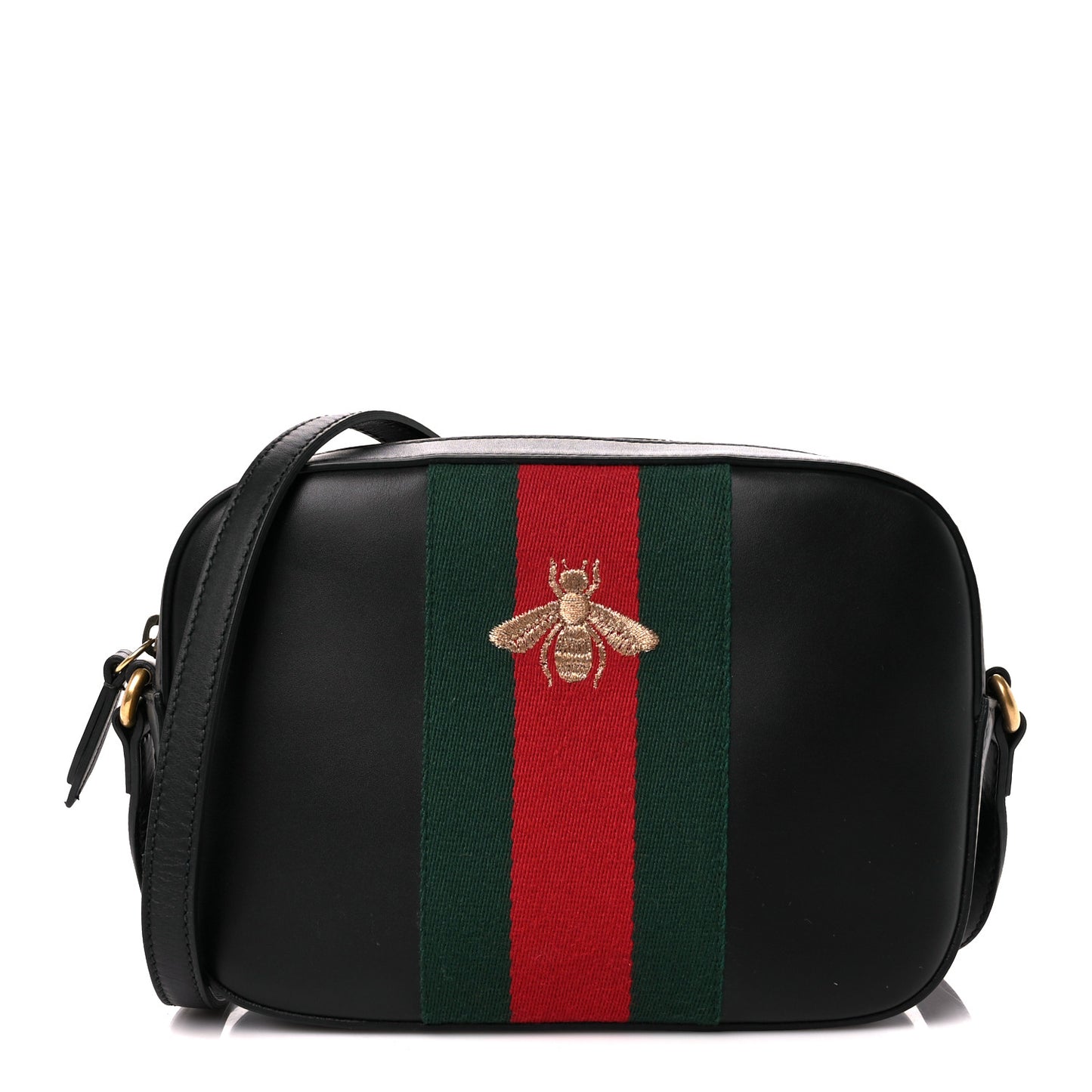 Calfskin Web Small Webby Bee Shoulder Bag Black