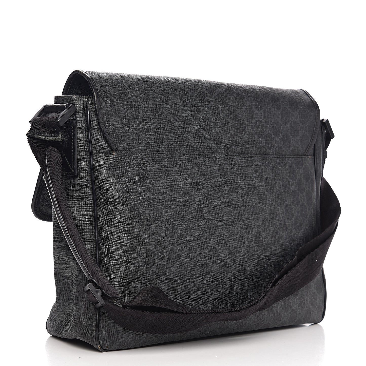 GG Plus Monogram Medium Flap Messenger Bag Black
