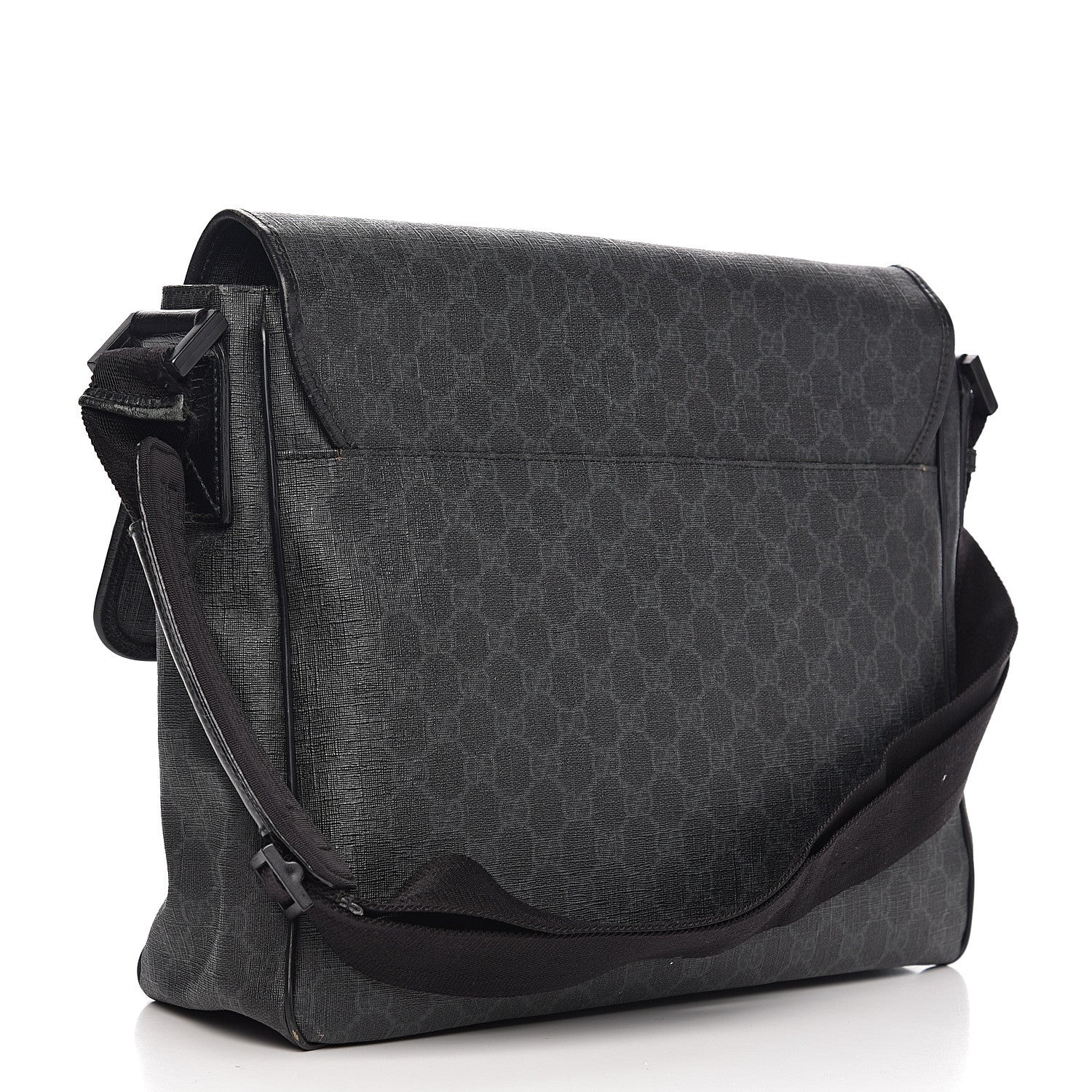 Gucci GG Plus Monogram Medium Flap Messenger Bag Black 2 of 12