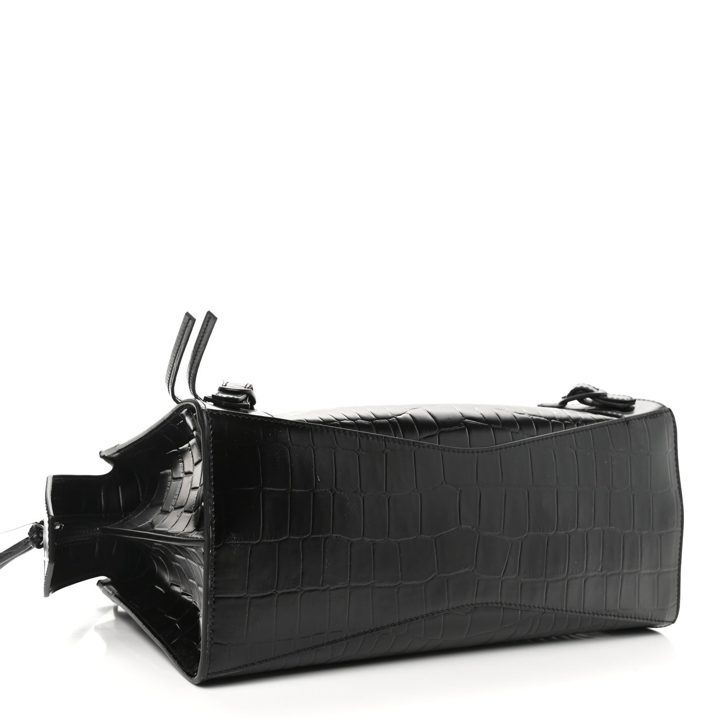 Semi Shiny Calfskin Crocodile Embossed Neo Classic Black Hardware S City Black