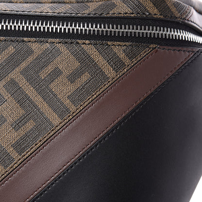 Fendi Glazed Fabric Vitello Liberty FF 1974 Diagonal Belt Bag Tobacco Moresco Black 10 of 11