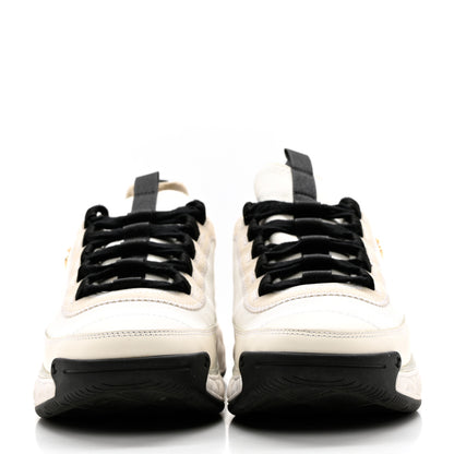 Chanel Velvet Calfskin Mixed Fibers CC Sneakers 40 Ivory Black 2 of 8