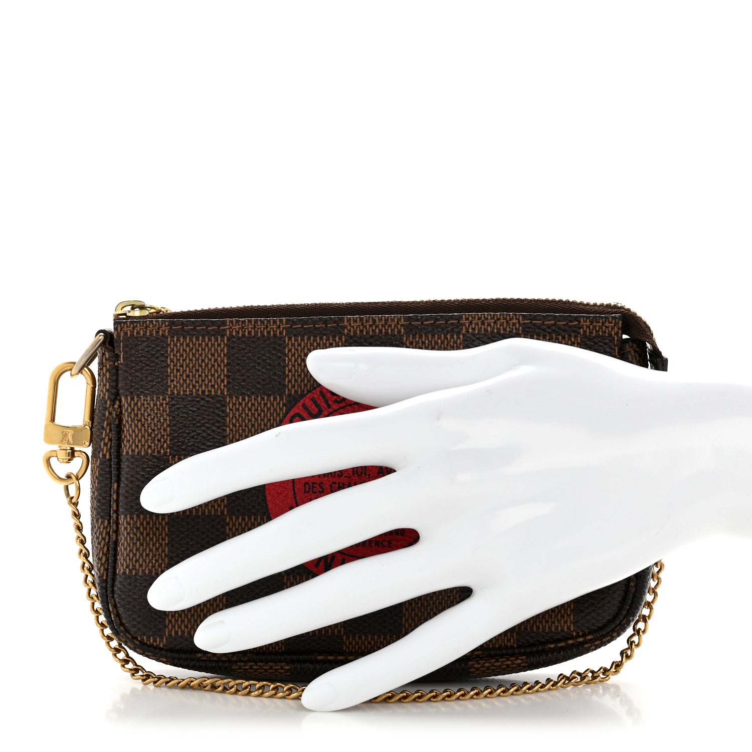 Louis Vuitton Damier Ebene Complice Trunks and Bags Mini Pochette Accessories Red 2 of 8