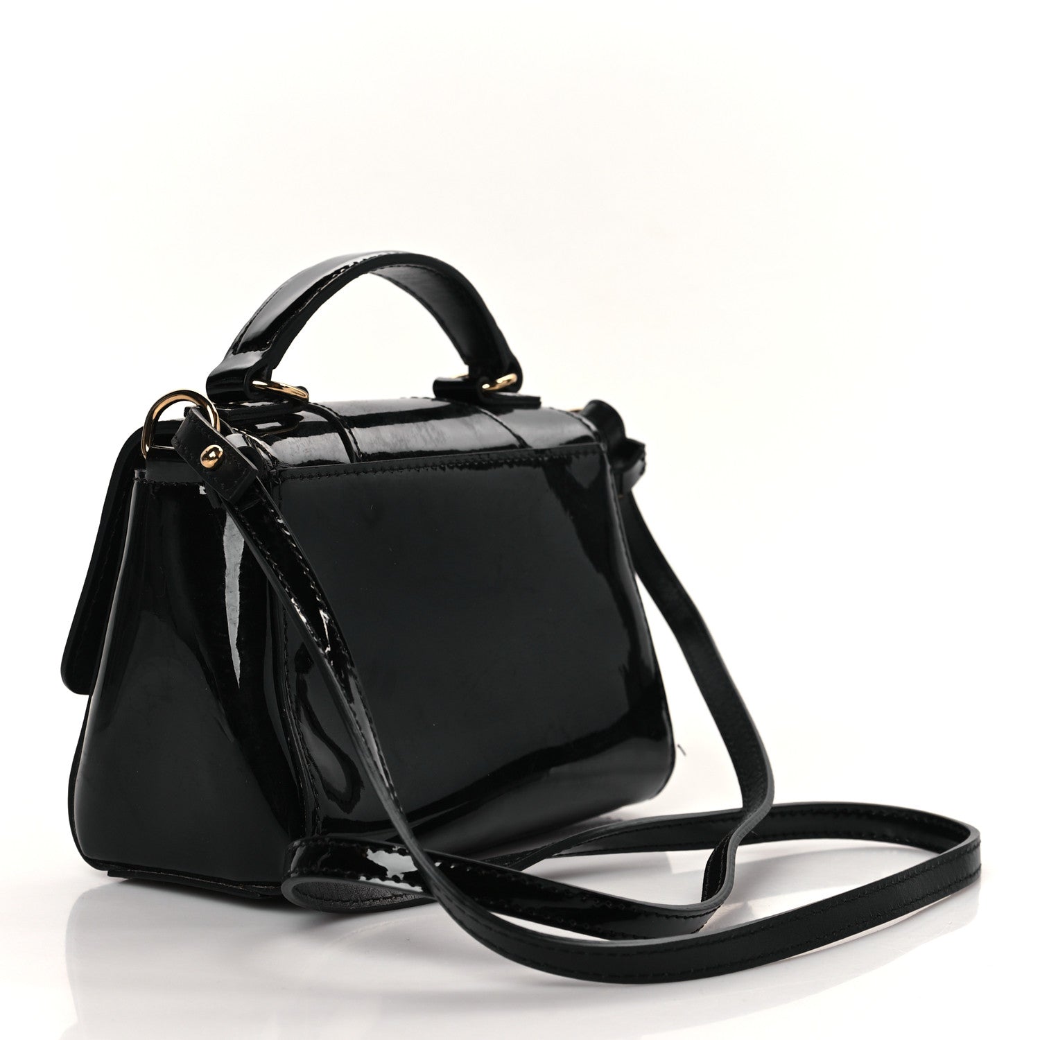 Versace Vernice Barocco Virtus Top Handle Bag Black 2 of 7
