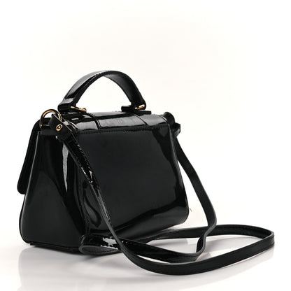Versace Vernice Barocco Virtus Top Handle Bag Black 2 of 7