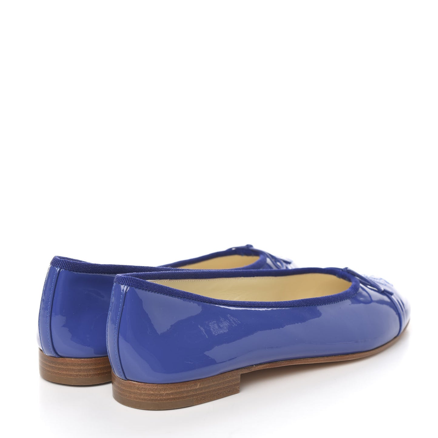 Patent Calfskin CC Cap Toe Ballerina Flats 39.5 Blue