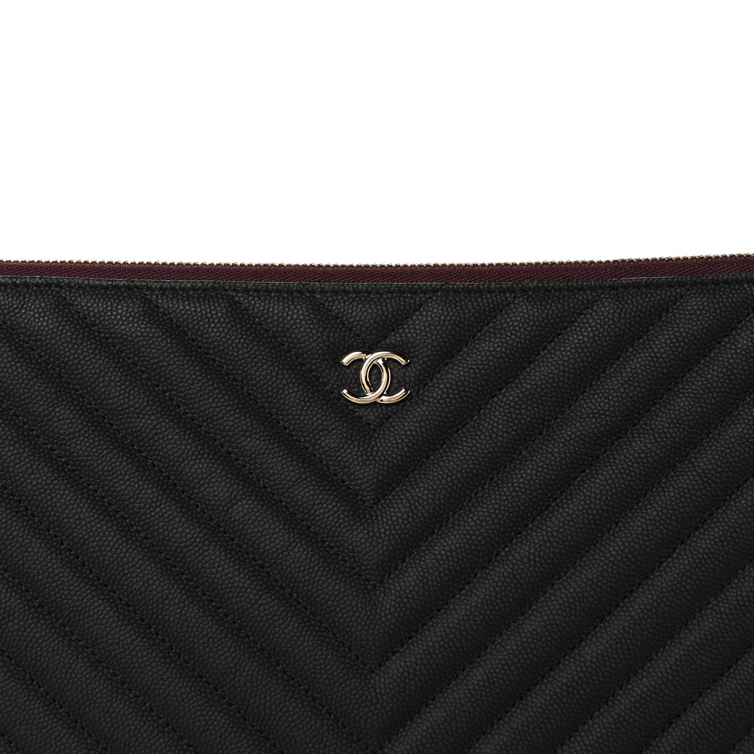 Chanel Caviar Flat Chevron Quilted Large Cosmetic Case Black 8 of 10