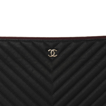 Chanel Caviar Flat Chevron Quilted Large Cosmetic Case Black 8 of 10