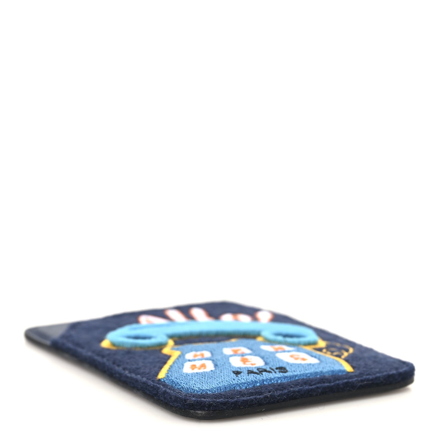 Feutre Swift Embroidered Allo! MagSafe Card Holder Bleu Navy Multicolore