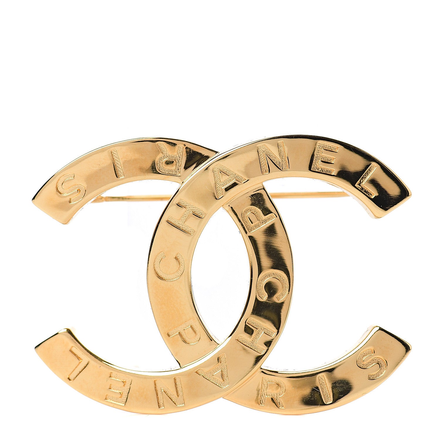 Chanel Metal Paris Button CC Large Brooch Gold 1 of 3
