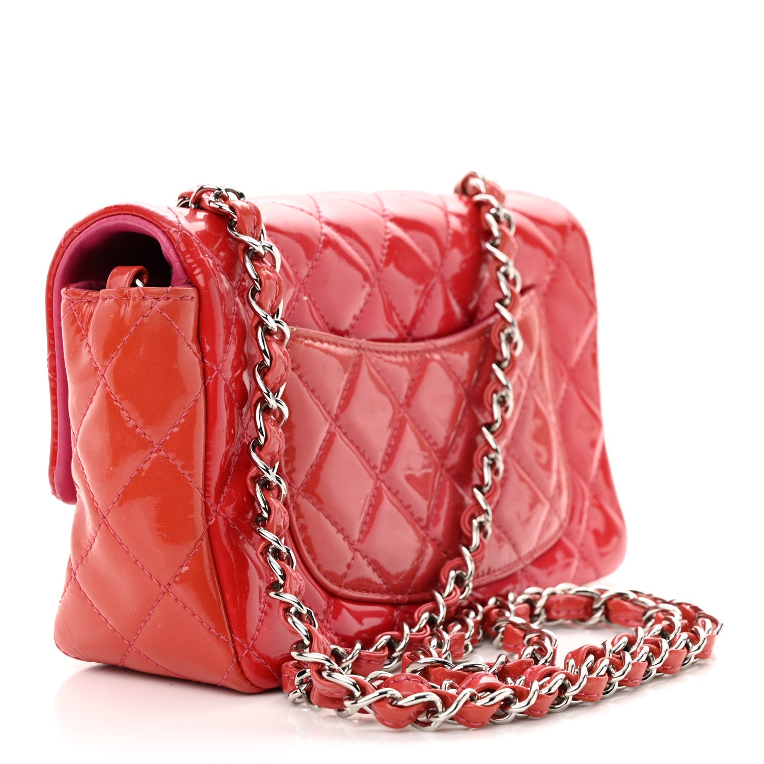Chanel Patent Calfskin Quilted Mini Rectangular Flap Pink 3 of 10