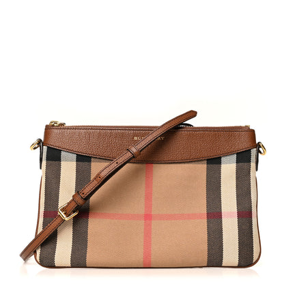 Burberry House Check Derby Peyton Crossbody Clutch Bag Tan 1 of 10