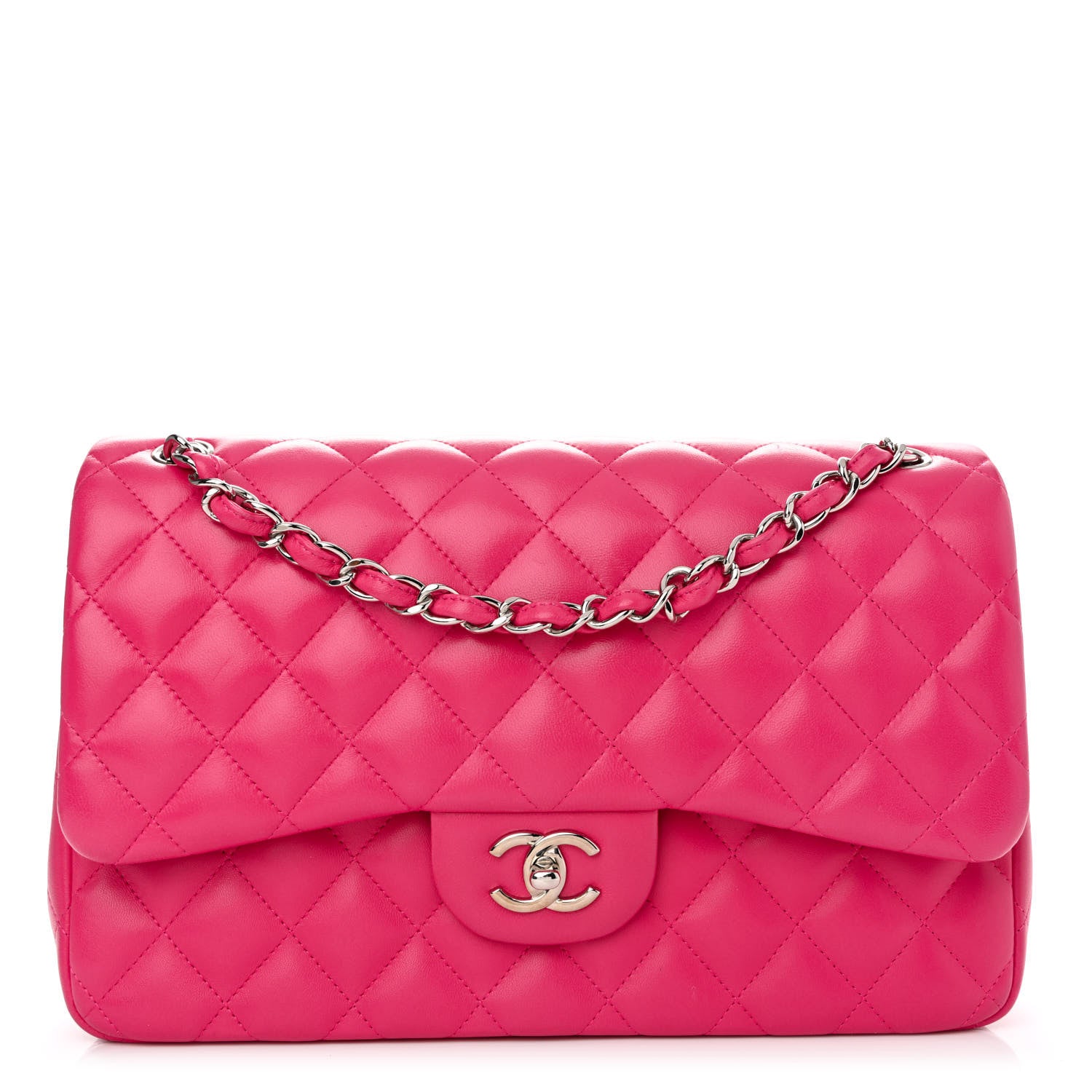 Chanel Lambskin Quilted Jumbo Double Flap Dark Pink 1 of 11