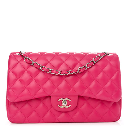 Chanel Lambskin Quilted Jumbo Double Flap Dark Pink 1 of 11