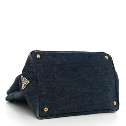 Prada Denim Logo Tote Bleu 4 of 11