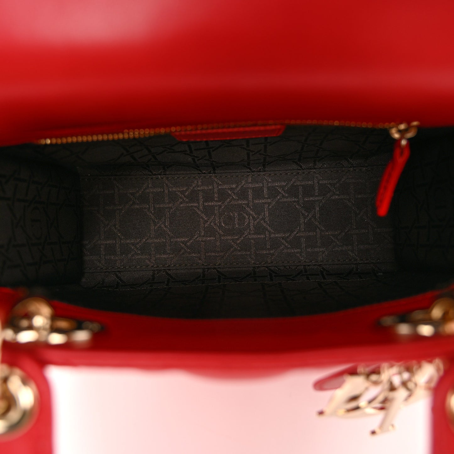 Lambskin Cannage Small Lucky Badges My Lady Dior Red
