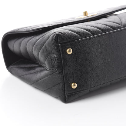 Chanel Caviar Chevron Quilted Small Coco Handle Flap Black 10 of 17