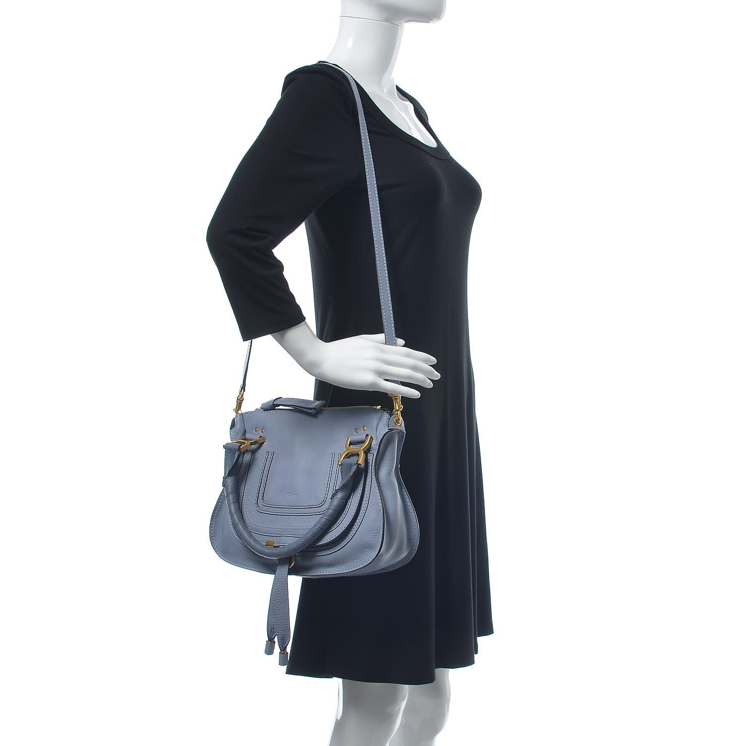 Chloe Calfskin Small Marcie Satchel Washed Blue 2 of 7