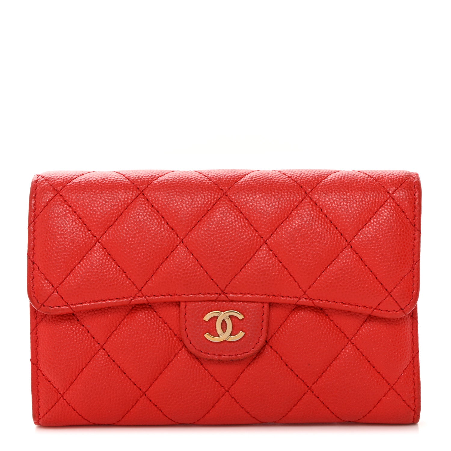 Chanel Caviar Quilted Medium Flap Wallet Red 1 of 12