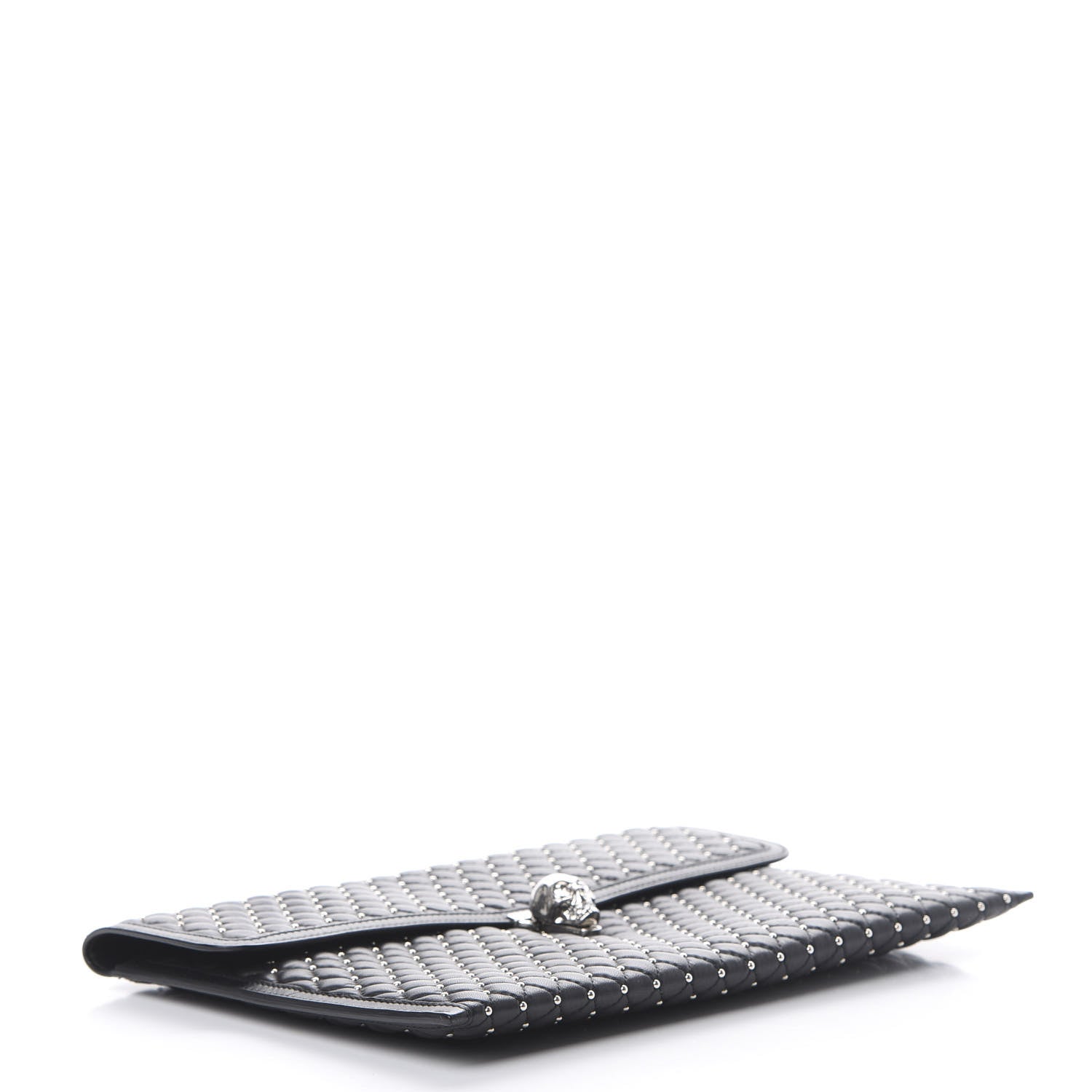 Alexander McQueen Calfskin Studded Skull Envelope Clutch Black 3 of 6