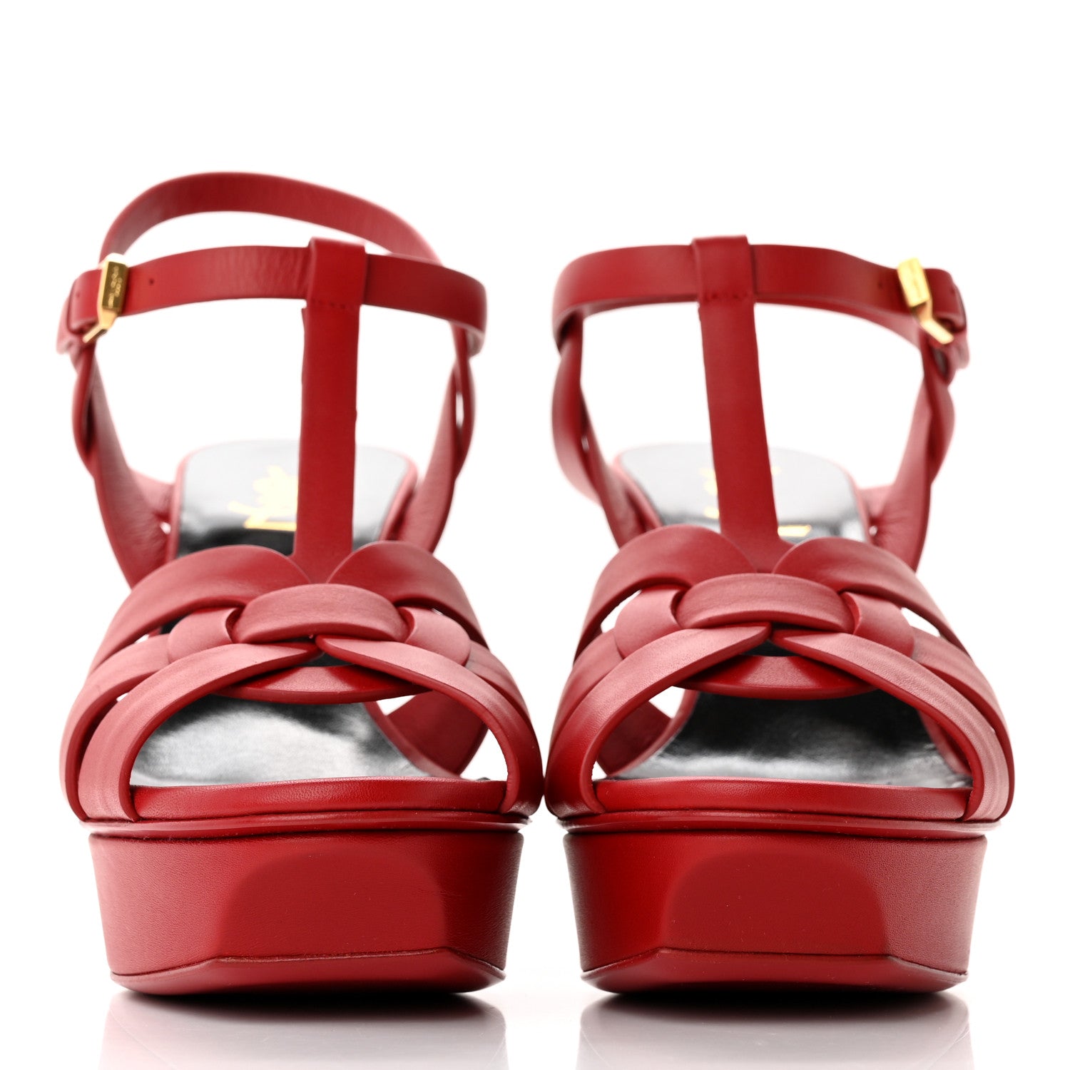 Saint Laurent Calfskin Tribute 75 Platform Sandals 39 New Red 2 of 9