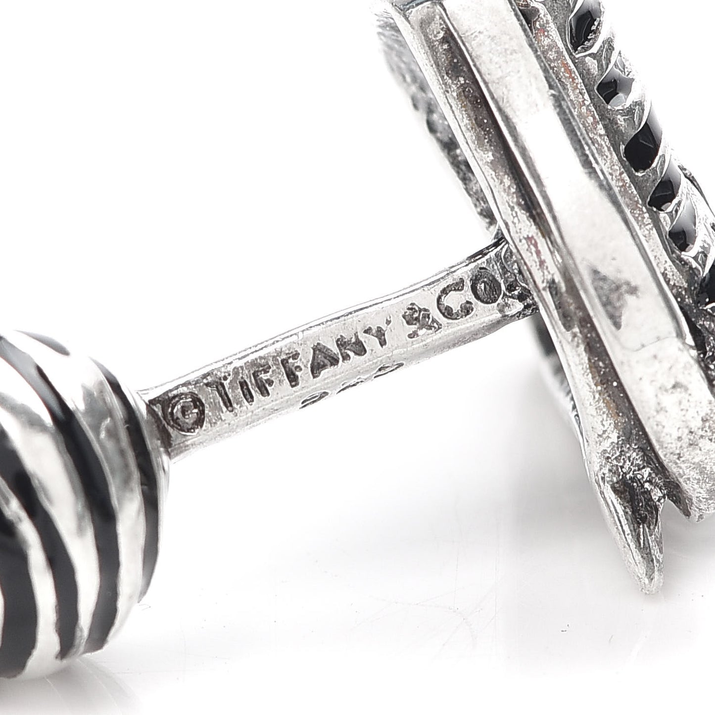 Sterling Silver Enamel Zebra Cufflinks Black