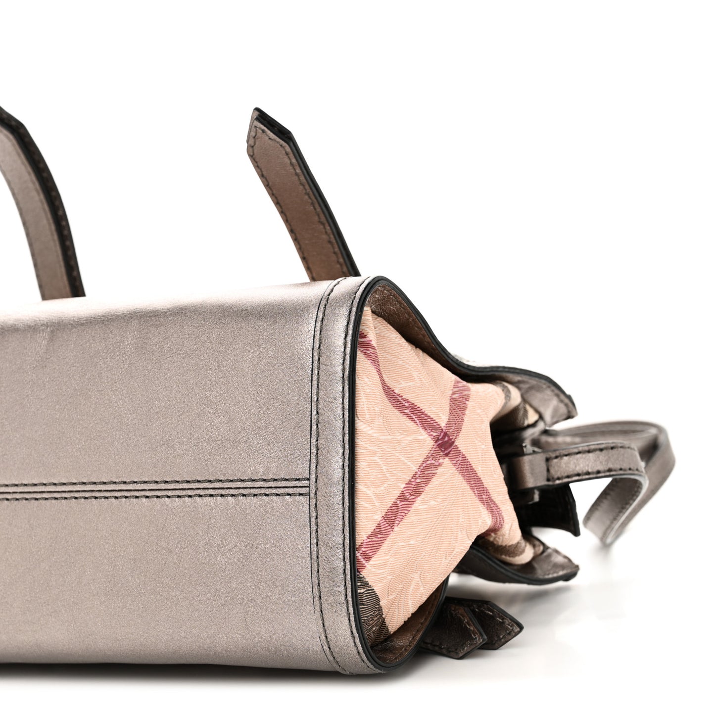 PVC Nova Check Embossed Convertible Satchel Pewter