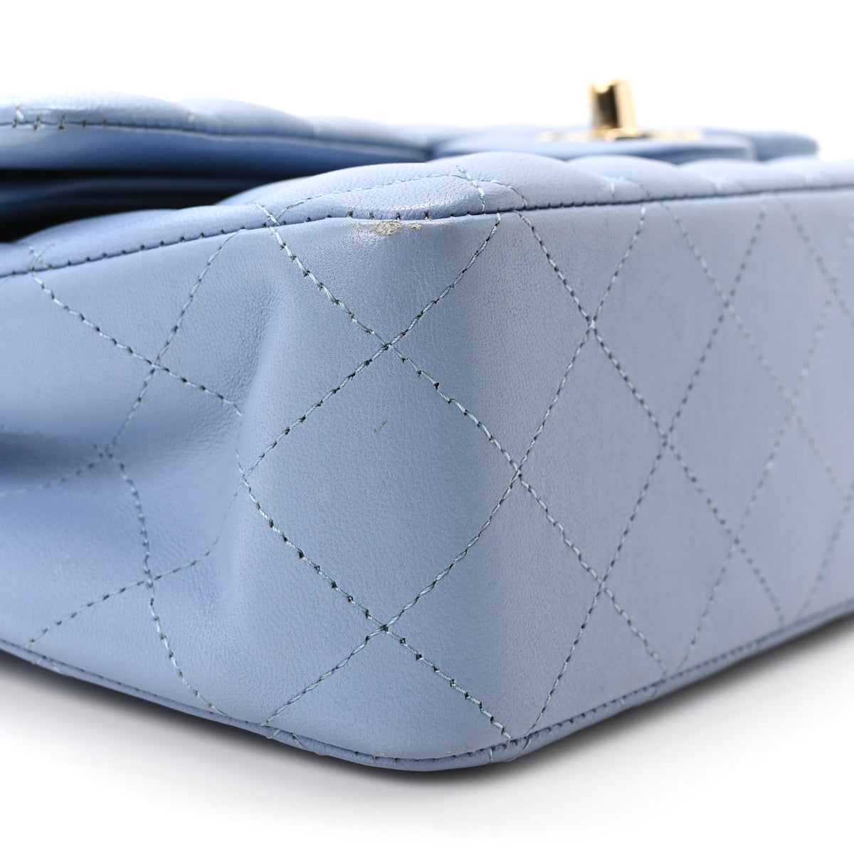 Chanel Lambskin Quilted Medium Double Flap Light Blue 9 of 10