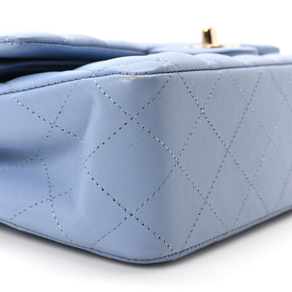 Chanel Lambskin Quilted Medium Double Flap Light Blue 9 of 10